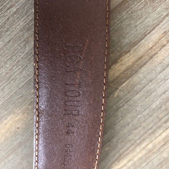 PGA Top Grain Leather Belt with Intricate Cutout Holes Design SZ 44 - Picture 7 of 8